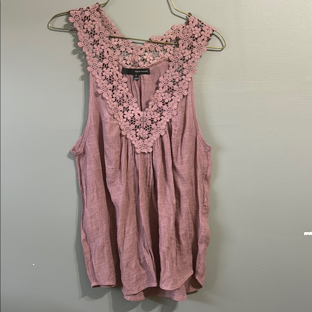 Harve Benard Pink Relaxed Embellished Tank Top
